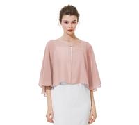 BEAUTELICATE Cape Boléro en Mousseline de Soie De Femme Châle Étole Elégant Transparent Pour Mariage Soirée Cérémonie Femme Mariée Demoiselles d'honneur, Style Court - Dusty Rose