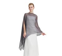 BEAUTELICATE Cape Boléro Transparente En Crêpe Châle Étole Chic Léger Texture De Femme Mariée Demoiselle d'honneur Mariage Invité Soirée Cérémonie D’été(Gris Foncé,Taille Unique)