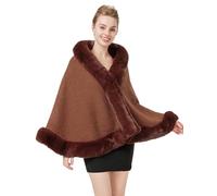 BEAUTELICATE Châle Étole en Fausse Fourrure Cape en Laine d'agneau De Femme Mariage Hiver Soirée Mariée Demoiselle d'honneur Cérémonie(Taille Unique, Chamelle)