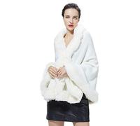 BEAUTELICATE Châle Étole en Fausse Fourrure Cape Poncho Tricoté Chaud De Femme Mariage Hiver sur Robe de Soirée Mariée Demoiselle d'honneur(Taille Unique, Ivoire)