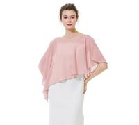 BEAUTELICATE Châle Étole en Mousseline de Soie Boléro Cape De Femme Mariée Mariage Soirée D’été Demoiselle d'honneur Asymétrique - Rose ballet