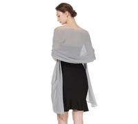 BEAUTELICATE Châle Étole En Mousseline De Soie Écharpe Foulard Léger Pour Mariage D’été Soirée Cérémonie Femme Mariée Demoiselles d'honneur(Taille Plus - Silver)