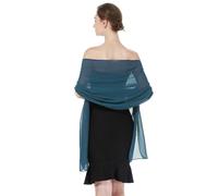 BEAUTELICATE Châle Étole En Mousseline De Soie Écharpe Foulard Léger Pour Mariage D'été Soirée Cérémonie Femme Mariée Demoiselles d'honneur(Taille Plus - Bleu Encre)