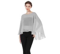 BEAUTELICATE Châle Étole En Mousseline de Soie Léger Cape Poncho Ample De Mariage D’été Soirée Femme Mariée Demoiselle d'honneur(Taille Unique,Amélioré - Argent)