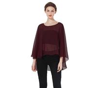 BEAUTELICATE Châle Étole en Mousseline de Soie Léger Cape Poncho Ample De Mariage D’été Soirée Femme Mariée Demoiselle d'honneur(Taille Unique,Amélioré - Cabernet)