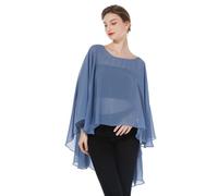 BEAUTELICATE Châle Étole en Mousseline de Soie Léger Cape Poncho Ample De Mariage D’été Soirée Femme Mariée Demoiselle d'honneur(Taille Unique,Amélioré - Bleu Ardoise)
