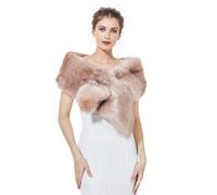 BEAUTELICATE Châle Étole Fourrure De Femme Mariage Hiver Écharpe Cape sur Robe de Soirée Mariée Demoiselle d'honneur 1920s Gatsby Flapper Fête Costume (Taille Grande - 170cm, Rose Pêche)