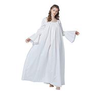 BEAUTELICATE Chemise De Nuit Victorienne 100% Coton Vintage Robe de Nuit Manches Longues A-Line Pleine Longueur Renaissance Médiévale Costume Ivoire pour Femme Fille, XXL