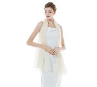 BEAUTELICATE Étole Châle de Femme Mariage Soirée Mariée Demoiselle d’honneur Foulard Écharpe Légère Soie D’été Transparente Couvre-épaule Bikini Cover Up(Taille unique,Crème)