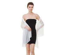 BEAUTELICATE Étole Châle en Crêpe de Femme Mariage Soirée Mariée Demoiselle d’Honneur Élégant Texture Foulard Écharpe Légère Transparente D’été Automne (Taille Unique,Ivoire)