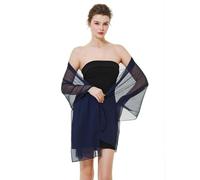 BEAUTELICATE Étole Châle en Crêpe de Femme Mariage Soirée Mariée Demoiselle d’Honneur Élégant Texture Foulard Écharpe Légère Transparente D’été Automne (Taille Unique,Bleu Nuit)