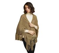 BEAUTELICATE Femme Châle Étole en Tricot Cape Couverture Crochet Tangulaire Foulard Écharpe À Glands Chaud pour Hiver Automne Printemps Cadeaux De Noël, Vert Sauge