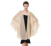 BEAUTELICATE Femme Étole Châle Elégant Foulard Boléro Cape en Mousseline de Soie Pour Robe de Soirée Mariage Mariée Cérémonie(Champagne, Taille Unique)
