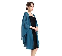 BEAUTELICATE Femme Étole Châle Elégant Foulard Boléro Cape en Mousseline de Soie Pour Robe de Soirée Mariage Mariée Cérémonie(Bleu Sarcelle, Taille Unique)