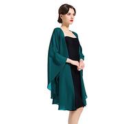 BEAUTELICATE Femme Étole Châle Elégant Foulard Boléro Cape en Mousseline de Soie Pour Robe de Soirée Mariage Mariée Cérémonie(Vert Sarcelle, Taille Unique)
