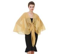 BEAUTELICATE Femme Étole Châle En Mousseline De Soie Elégant Foulard Écharpe Cape Transparent Grande Taille Pour Robe De Soirée Mariée Mariage Cérémonie D'été(Taille Unique, Doré)