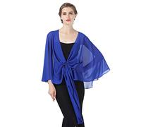 BEAUTELICATE Femme Étole Châle en Mousseline De Soie Elégant Foulard Écharpe Cape Transparent Grande Taille pour Robe De Soirée Mariée Mariage Cérémonie D'été(Taille Unique, Bleu Roi)