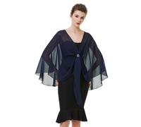 BEAUTELICATE Femme Étole Châle en Mousseline De Soie Elégant Foulard Écharpe Cape Transparent Grande Taille pour Robe De Soirée Mariée Mariage Cérémonie D'été(Taille Unique, Bleu Nuit)