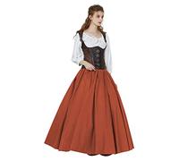 BEAUTELICATE Jupe Longue Médiévale Victorienne De Femme en 100% Coton Evasée Retro Moyen Age Costume De Femme Fêtes Renaissance Carnaval Orange,L