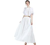 BEAUTELICATE Jupe Longue Médiévale Victorienne De Femme en 100% Coton Evasée Retro Moyen Age Costume De Femme Fêtes Renaissance Carnaval Blanc Cassé,XL