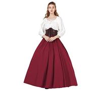 BEAUTELICATE Jupe Longue Médiévale Victorienne De Femme en 100% Coton Evasée Retro Moyen Age Costume De Femme Fêtes Renaissance Carnaval Rouge Maroon,XL