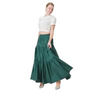 BEAUTELICATE Jupe Longue Médiévale Victorienne De Femme en Coton Pur Jupe À Étages Evasée Retro Moyen Age Costume De Femme Fêtes Renaissance Carnaval Vert Chasseur,S