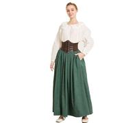 BEAUTELICATE Jupe Longue Médiévale Victorienne Tissu Gratté Épais Chaud Retro Moyen Age Gothique Fêtes Renaissance Costume De Femme Hiver Automne Halloween Noël Vert forêt, XXL
