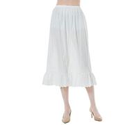 BEAUTELICATE Jupon sous-Jupe sous-Robe Lingerie en Pur Coton À Volant Broderie Anglaise Ample Grande Taille De Femme Fille Été Longue Style Volants - Ivoire-80cm, XXL