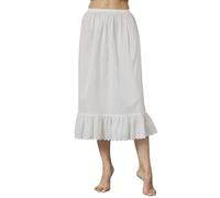 BEAUTELICATE Jupon sous-Jupe sous-Robe Lingerie en Pur Coton avec Volant Broderie Anglaise Ample Grande Taille De Femme Fille Été Ivoire 80cm, S