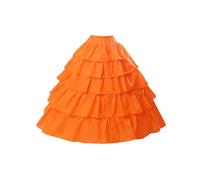 BEAUTELICATE Jupon sous Robe Crinoline Petticoat Rockabilly De Femme avec Volants Long 4 Cerveaux pour Robe De Mariage Mariée Soirée Bal(Orange, S-M)
