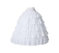 BEAUTELICATE Jupon sous Robe Crinoline Petticoat Rockabilly De Femme avec Volants Long 4 Cerveaux pour Robe De Mariage Mariée Soirée Bal(Blanc, S-M)