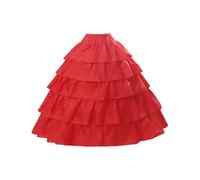 BEAUTELICATE Jupon sous Robe Crinoline Petticoat Rockabilly De Femme avec Volants Long 4 Cerveaux pour Robe De Mariage Mariée Soirée Bal(Rouge, S-M)
