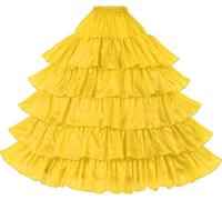 BEAUTELICATE Jupon sous Robe Crinoline Petticoat Rockabilly De Femme avec Volants Long 4 Cerveaux pour Robe De Mariage Mariée Soirée Bal(Jaune, S-M)