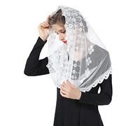 BEAUTELICATE Voile d'église Chapelle Tête Mantille En Dentelle Catholique Messe Latin Étole Écharpe de Mariage Mariée Blanc Noir V109