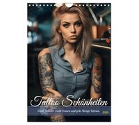 Beautés de tatouage - douze mois, douze femmes et beaucoup de tatouages, Version française (Calendrier mural 2026 DIN A4 portrait), Calendrier CALVENDO mensuel