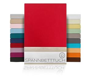 BEAUTEX Drap Housse Draps en Coton peigné, Jersey Premium 160g/m², Taille et Couleur au Choix, Boxspring - 160x200x45 cm, Rouge
