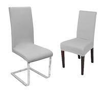 Beautex Lot de 2 housses de chaise élastiques bi-élastique - Motif et couleur au choix, Stretch, Motif : Johanna, couleur : gris clair., Universelle