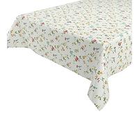 BEAUTEX Nappe Classique en Toile cirée Fleurs Nappe de Jardin Lavable en Toile cirée Ronde Ovale RECTANGULAIRE, Taille sélectionnable (Ronde 140 cm)