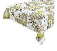 BEAUTEX Nappe de table en toile cirée Olive Nappe de jardin lisse et essuyable Forme ronde, ovale ou rectangulaire Taille au choix, PVC, Olive lisse., Eckig 140x260 cm
