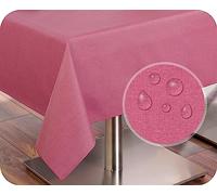 BEAUTEX Nappe de table - Structure en lin - Lavable - Anti-taches - Coton - Couleur et taille au choix - Nappe ronde 140 cm - Framboise