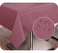 BEAUTEX Nappe de table - Structure en lin - Lavable - Anti-taches - Coton - Couleur et taille au choix - Nappe ronde 140 cm - Bordeaux