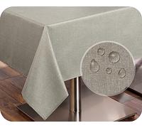 BEAUTEX Nappe de table - Structure en lin - Lavable - Anti-taches - Coton - Couleur et taille au choix - Rectangulaire - 130 x 220 cm - Sable