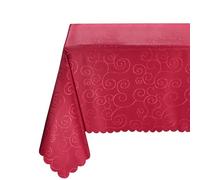 Beautex Nappe en tissu damassé infroissable Motif volutes Taille et couleur au choix, Textile, bordeaux, Oval 160x220 cm