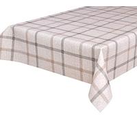BEAUTEX Nappe en toile cirée - Lavable - Rectangulaire, ronde ou ovale - Motif et taille au choix - motif : Lin beige à carreaux - rectangulaire - 140 x 200 cm