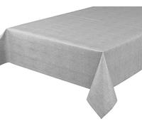 BEAUTEX Nappe en toile cirée - Lavable - Rectangulaire, ronde ou ovale - Motif et taille au choix - motif : Lin gris, rectangulaire 140 x 260 cm