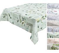 BEAUTEX - Nappe en toile cirée - Lavable - Ronde, ovale ou rectangulaire - Motif et taille au choix - Eucalyptus - Rectangulaire - 140 x 220 cm