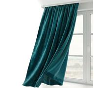 BEAUTEX Rideau en velours avec galon fronceur U-Band - Occultant et opaque - 140 x 145 cm - Largeur : 140 cm - Hauteur : 145 cm - Pétrole