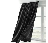 BEAUTEX Rideau en velours avec galon fronceur U-Band, rideau de gardien velours occultant et opaque, 140x145 cm (Largeur 140 cm, Hauteur 145 cm, Noir)