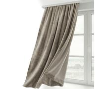 BEAUTEX Rideau en velours avec galon fronceur U-Band Rideau en velours occultant et opaque, 140 x 245 cm (Largeur 140 cm, Hauteur 245 cm, Taupe)