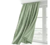 BEAUTEX Rideau en velours avec galon fronceur U-Band, rideau en velours occultant et opaque, 140x145 cm (Largeur 140 cm, Hauteur 145 cm, Vert clair)